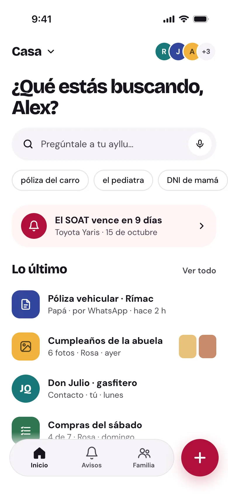 Ayllu home in light mode.