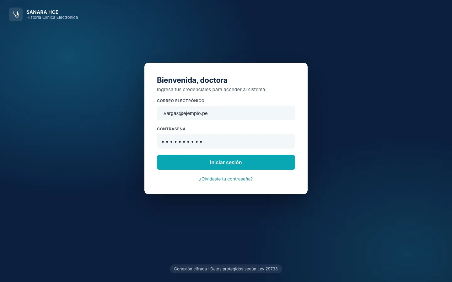 Sanara's sign-in screen.